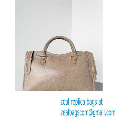 Balenciaga Classic City Large Handbag with Spiral Hardware in Arena Lambskin Camel/Gold