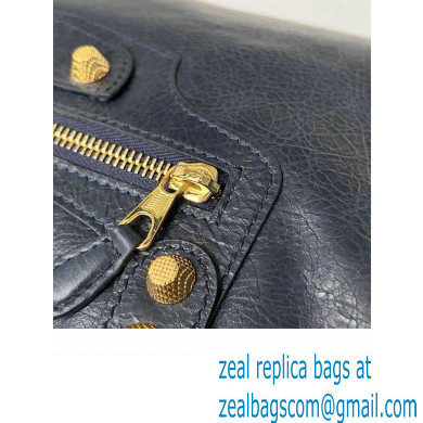 Balenciaga Classic City Large Handbag with Spiral Hardware in Arena Lambskin Dark Blue/Gold