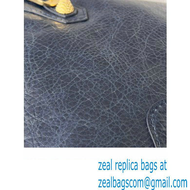 Balenciaga Classic City Large Handbag with Spiral Hardware in Arena Lambskin Dark Blue/Gold - Click Image to Close