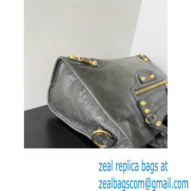 Balenciaga Classic City Large Handbag with Spiral Hardware in Arena Lambskin Dark Green/Gold