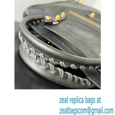 Balenciaga Classic City Large Handbag with Spiral Hardware in Arena Lambskin Dark Green/Gold