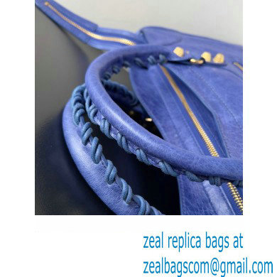 Balenciaga Classic City Large Handbag with Spiral Hardware in Arena Lambskin Electric Blue/Gold