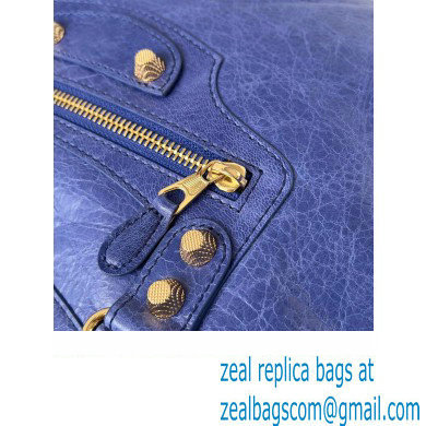 Balenciaga Classic City Large Handbag with Spiral Hardware in Arena Lambskin Electric Blue/Gold