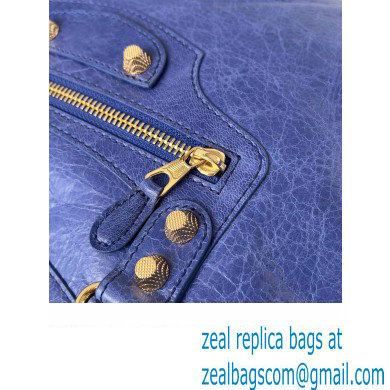 Balenciaga Classic City Large Handbag with Spiral Hardware in Arena Lambskin Electric Blue/Gold - Click Image to Close