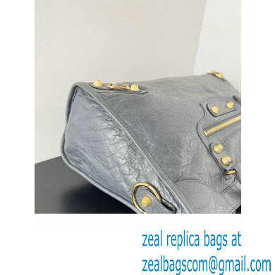 Balenciaga Classic City Large Handbag with Spiral Hardware in Arena Lambskin Gray/Gold