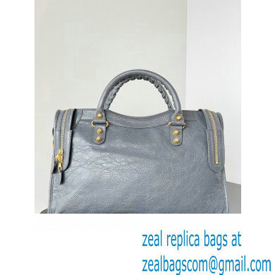 Balenciaga Classic City Large Handbag with Spiral Hardware in Arena Lambskin Gray/Gold