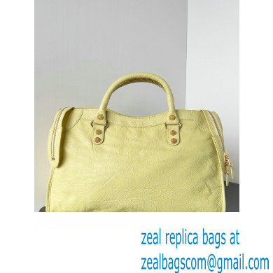 Balenciaga Classic City Large Handbag with Spiral Hardware in Arena Lambskin Light Yellow/Gold