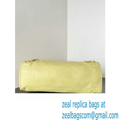 Balenciaga Classic City Large Handbag with Spiral Hardware in Arena Lambskin Light Yellow/Gold