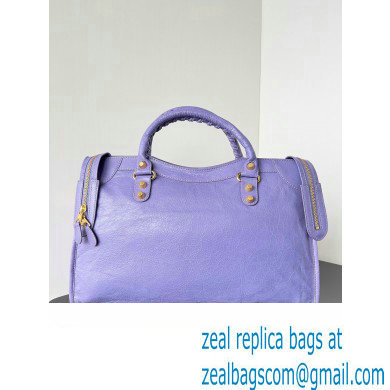 Balenciaga Classic City Large Handbag with Spiral Hardware in Arena Lambskin Lilac/Gold