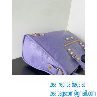 Balenciaga Classic City Large Handbag with Spiral Hardware in Arena Lambskin Lilac/Gold