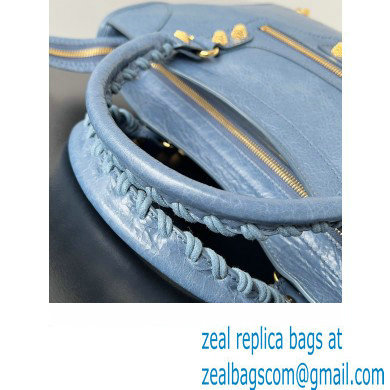Balenciaga Classic City Large Handbag with Spiral Hardware in Arena Lambskin Navy Blue/Gold - Click Image to Close