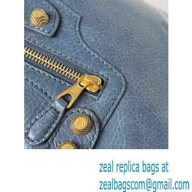 Balenciaga Classic City Large Handbag with Spiral Hardware in Arena Lambskin Navy Blue/Gold