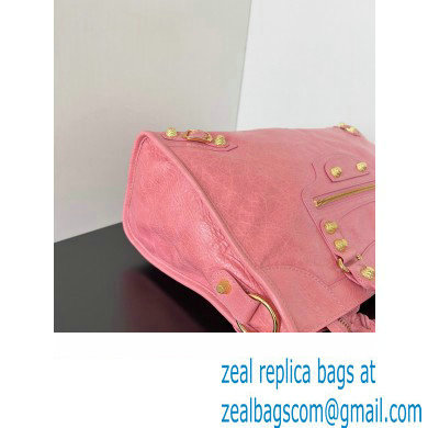Balenciaga Classic City Large Handbag with Spiral Hardware in Arena Lambskin Pink/Gold - Click Image to Close