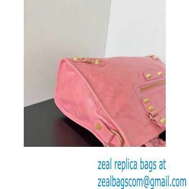 Balenciaga Classic City Large Handbag with Spiral Hardware in Arena Lambskin Pink/Gold