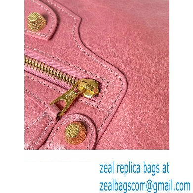 Balenciaga Classic City Large Handbag with Spiral Hardware in Arena Lambskin Pink/Gold