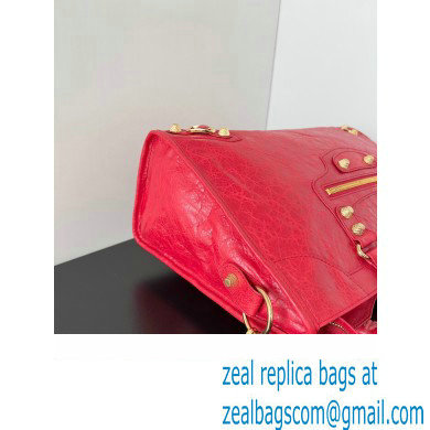 Balenciaga Classic City Large Handbag with Spiral Hardware in Arena Lambskin Red/Gold