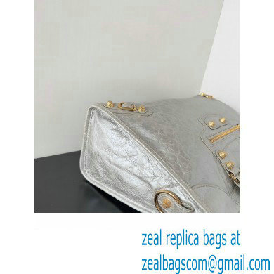 Balenciaga Classic City Large Handbag with Spiral Hardware in Arena Lambskin Silver/Gold - Click Image to Close