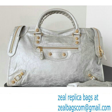 Balenciaga Classic City Large Handbag with Spiral Hardware in Arena Lambskin Silver/Gold - Click Image to Close