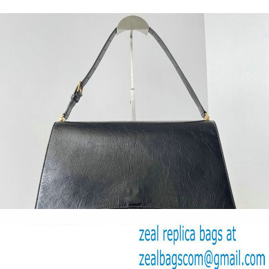 Balenciaga Crush Large Sling Bag in paper calfskin Black/Gold 2023 - Click Image to Close