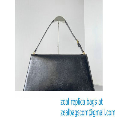 Balenciaga Crush Large Sling Bag in paper calfskin Black/Gold 2023 - Click Image to Close