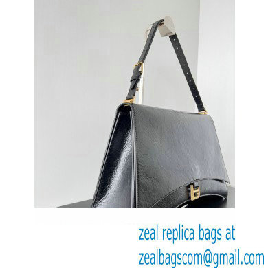 Balenciaga Crush Large Sling Bag in paper calfskin Black/Gold 2023 - Click Image to Close