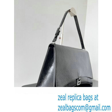 Balenciaga Crush Large Sling Bag in paper calfskin Black/Silver 2023 - Click Image to Close