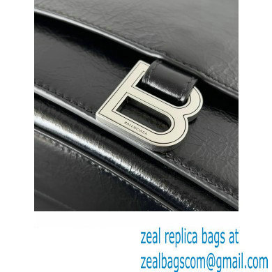 Balenciaga Crush Large Sling Bag in paper calfskin Black/Silver 2023 - Click Image to Close