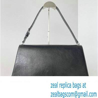 Balenciaga Crush Large Sling Bag in paper calfskin Black/Silver 2023 - Click Image to Close