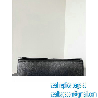 Balenciaga Crush Large Sling Bag in paper calfskin Black/Silver 2023 - Click Image to Close