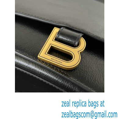 Balenciaga Crush Medium Sling Bag in paper calfskin Black/Gold 2023 - Click Image to Close