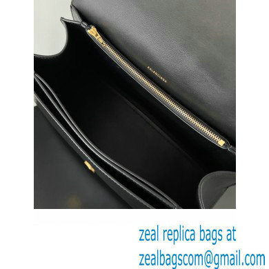 Balenciaga Crush Medium Sling Bag in paper calfskin Black/Gold 2023 - Click Image to Close