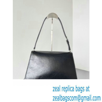 Balenciaga Crush Medium Sling Bag in paper calfskin Black/Silver 2023 - Click Image to Close