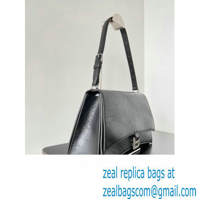 Balenciaga Crush Medium Sling Bag in paper calfskin Black/Silver 2023 - Click Image to Close