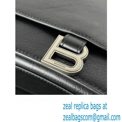 Balenciaga Crush Medium Sling Bag in paper calfskin Black/Silver 2023 - Click Image to Close