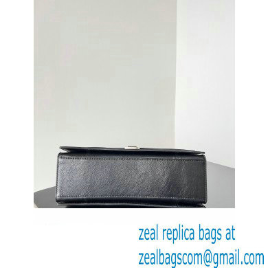 Balenciaga Crush Medium Sling Bag in paper calfskin Black/Silver 2023 - Click Image to Close