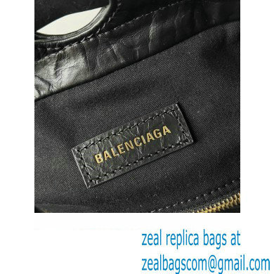 Balenciaga Crush Medium Tote Bag in crushed calfskin Black 2023 - Click Image to Close
