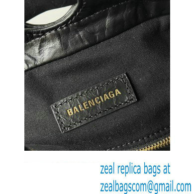 Balenciaga Crush Medium Tote Bag in crushed calfskin Black 2023