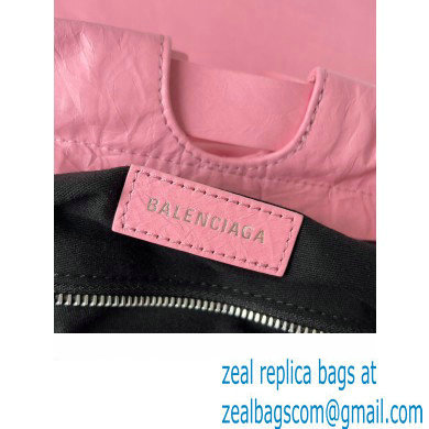 Balenciaga Crush Medium Tote Bag in crushed calfskin Pink 2023 - Click Image to Close