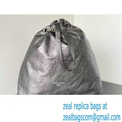 Balenciaga Crush Medium Tote Bag in crushed calfskin dark grey 2023
