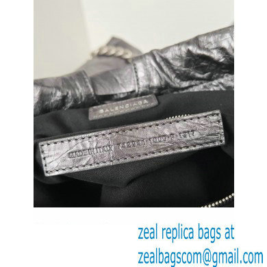 Balenciaga Crush Medium Tote Bag in crushed calfskin dark grey 2023 - Click Image to Close