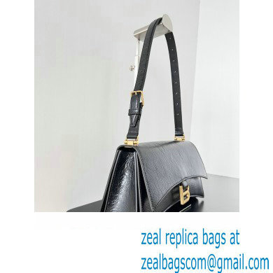 Balenciaga Crush Small Sling Bag in paper calfskin Black/Gold 2023 - Click Image to Close