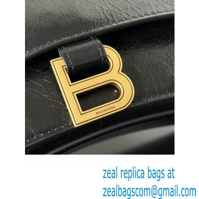 Balenciaga Crush Small Sling Bag in paper calfskin Black/Gold 2023 - Click Image to Close