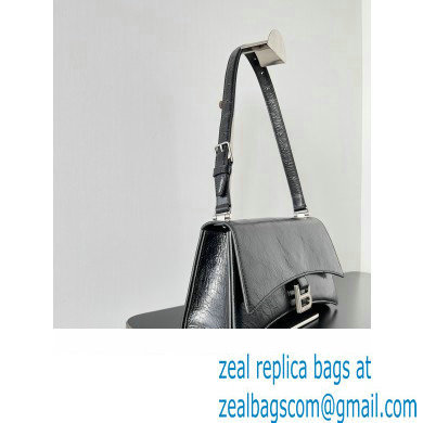 Balenciaga Crush Small Sling Bag in paper calfskin Black/Silver 2023 - Click Image to Close