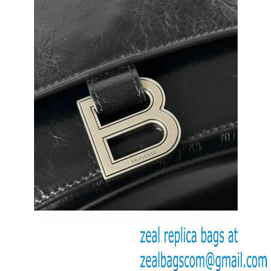 Balenciaga Crush Small Sling Bag in paper calfskin Black/Silver 2023 - Click Image to Close