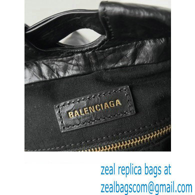 Balenciaga Crush Small Tote Bag in crushed calfskin Black 2023 - Click Image to Close