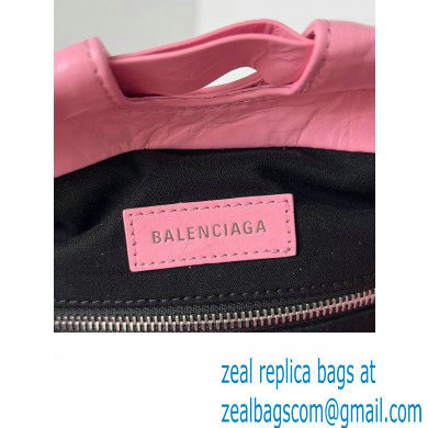 Balenciaga Crush Small Tote Bag in crushed calfskin Pink 2023 - Click Image to Close