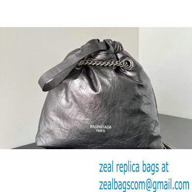 Balenciaga Crush Small Tote Bag in crushed calfskin dark grey 2023 - Click Image to Close