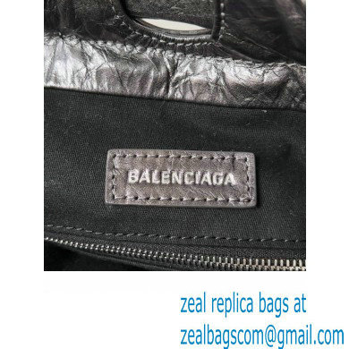 Balenciaga Crush Small Tote Bag in crushed calfskin dark grey 2023 - Click Image to Close