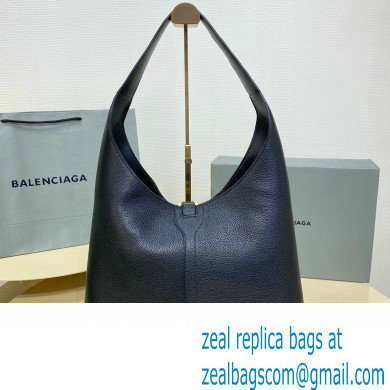 Balenciaga Locker Medium North-South Hobo Bag in black/Gold grained calfskin 2024