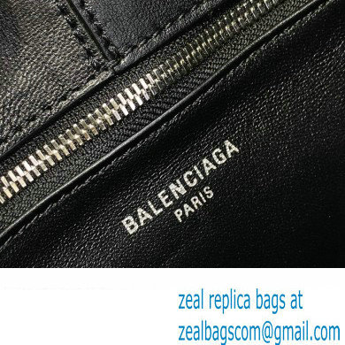 Balenciaga Locker Medium North-South Hobo Bag in black/Silver grained calfskin 2024 - Click Image to Close